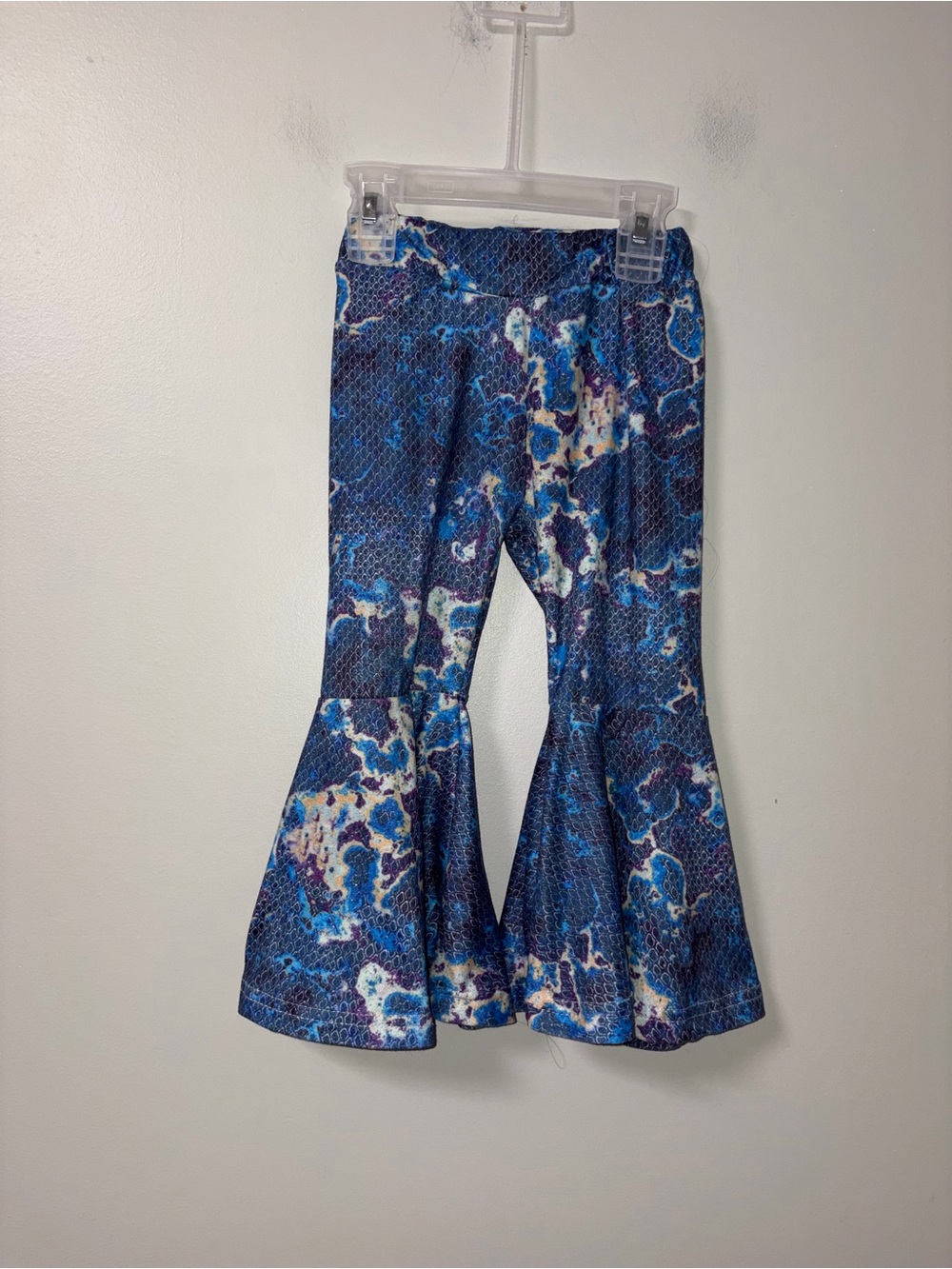 Marie‎ Nicole Blue Retro Snake Skin Splotch Bell Bottom Flares XS 18-24M